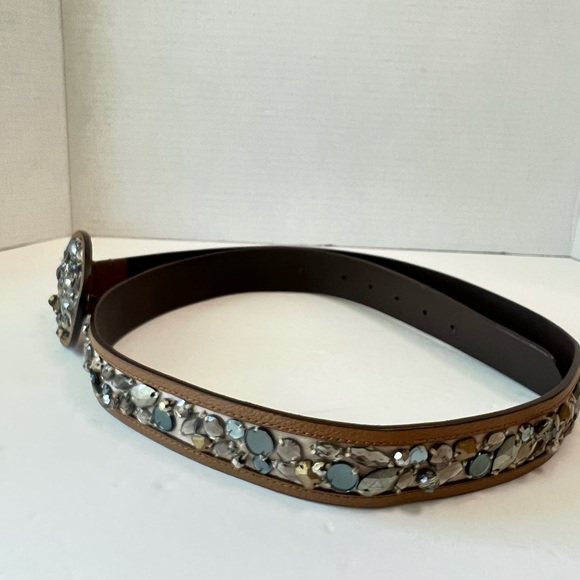 Jewel Embellished Belt silver pewter jewel tone man made material 43” - Picture 7 of 12